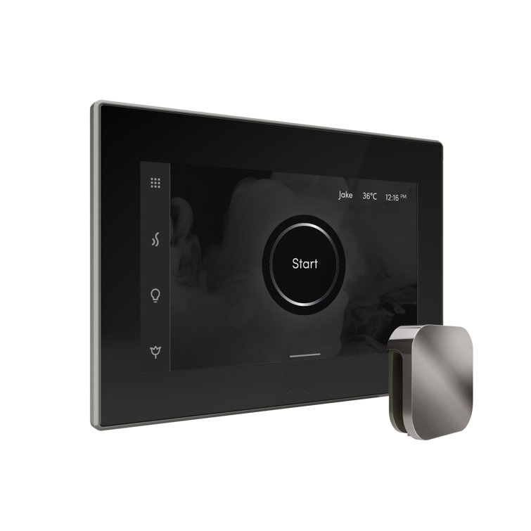 Bliss Steam Shower Control Package with iSteamX Control and Linear Steamhead in Black Polished Gold