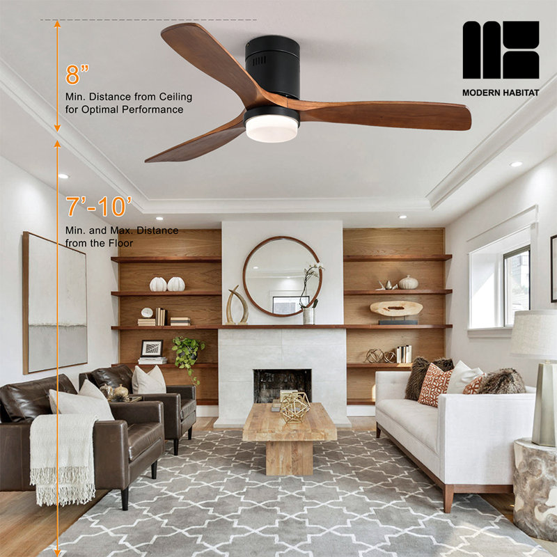 Airys 52'' Ceiling Fan with LED Lights, Brown Wood, Bronze