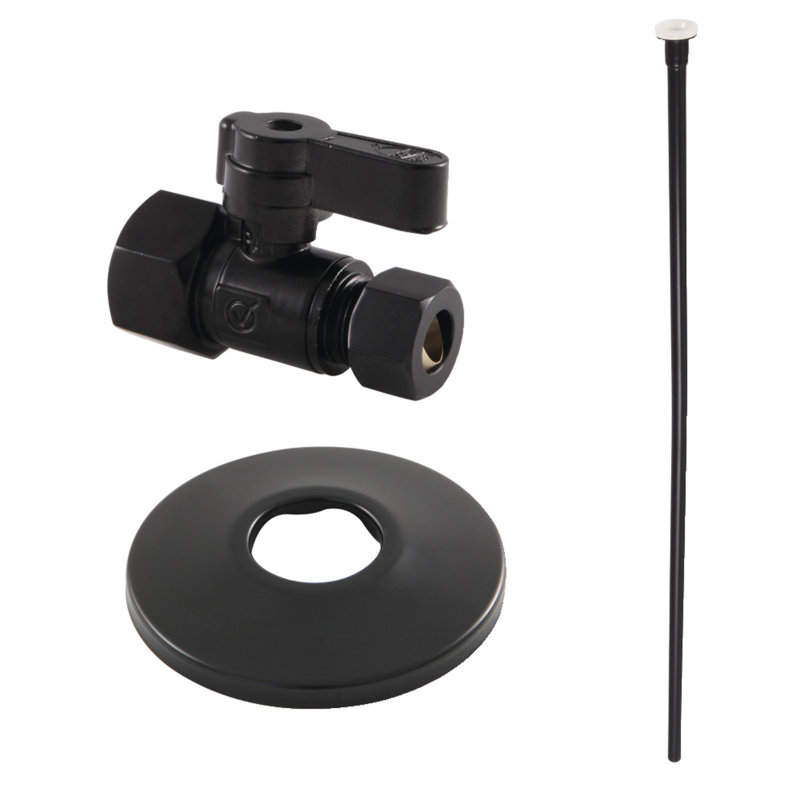 Kingston Brass Trimscape Toilet Supply Kit, 1/2" FIP x 3/8" OD Comp Straight Valve, Matte Black