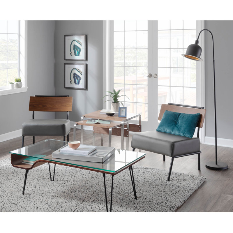 Nava Upholstered Side Chair, Gray Faux Leather