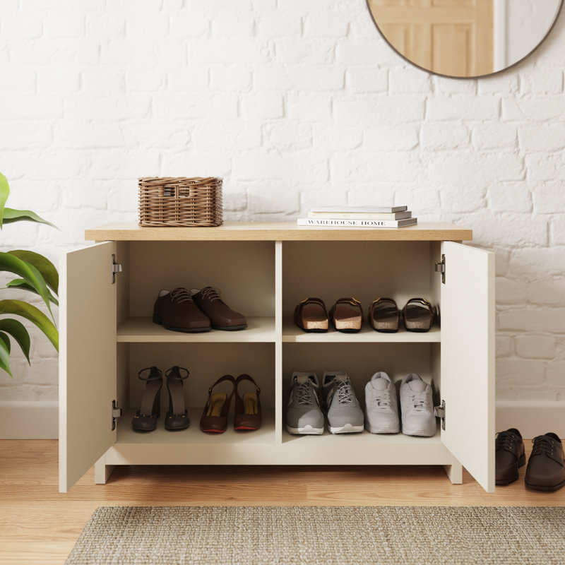 Elora 10 Pair Shoe Storage Cabinet, Cream