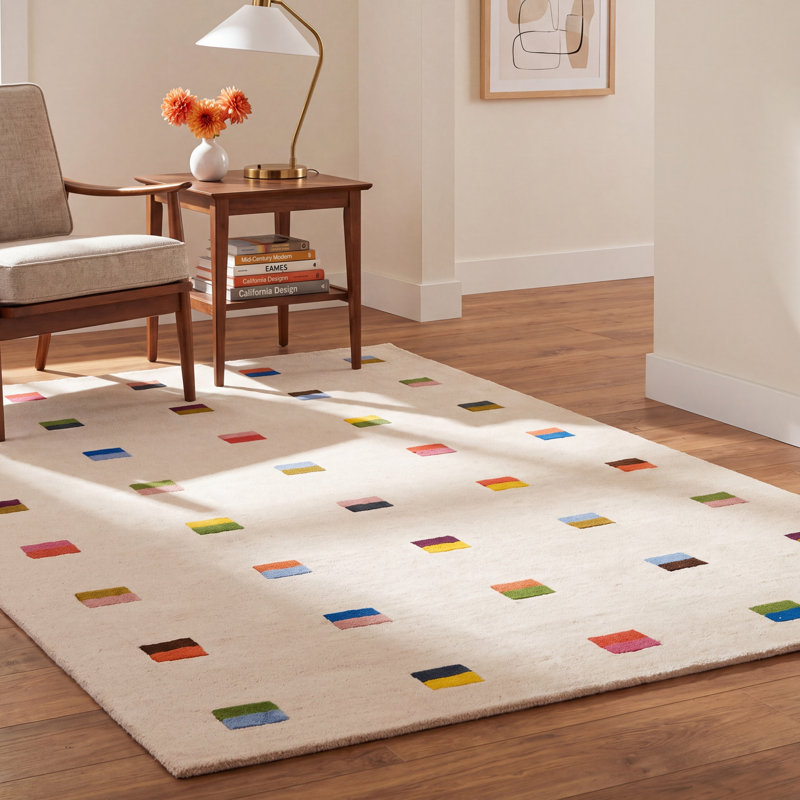 Xola Hand-Tufted Geometric Wool Area Rug, Rectangle 6' x 9'