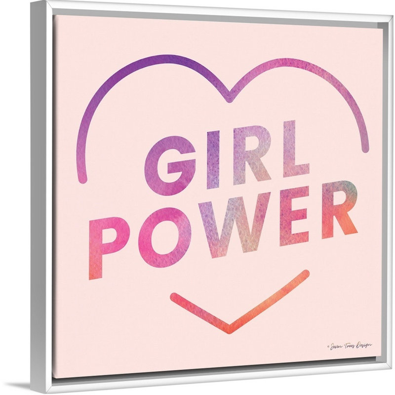 Art textuel sur toile, "Girl Power III" par Seven, Toile blanche encadrée, H 14 po x l 14 po x P 1,75 po