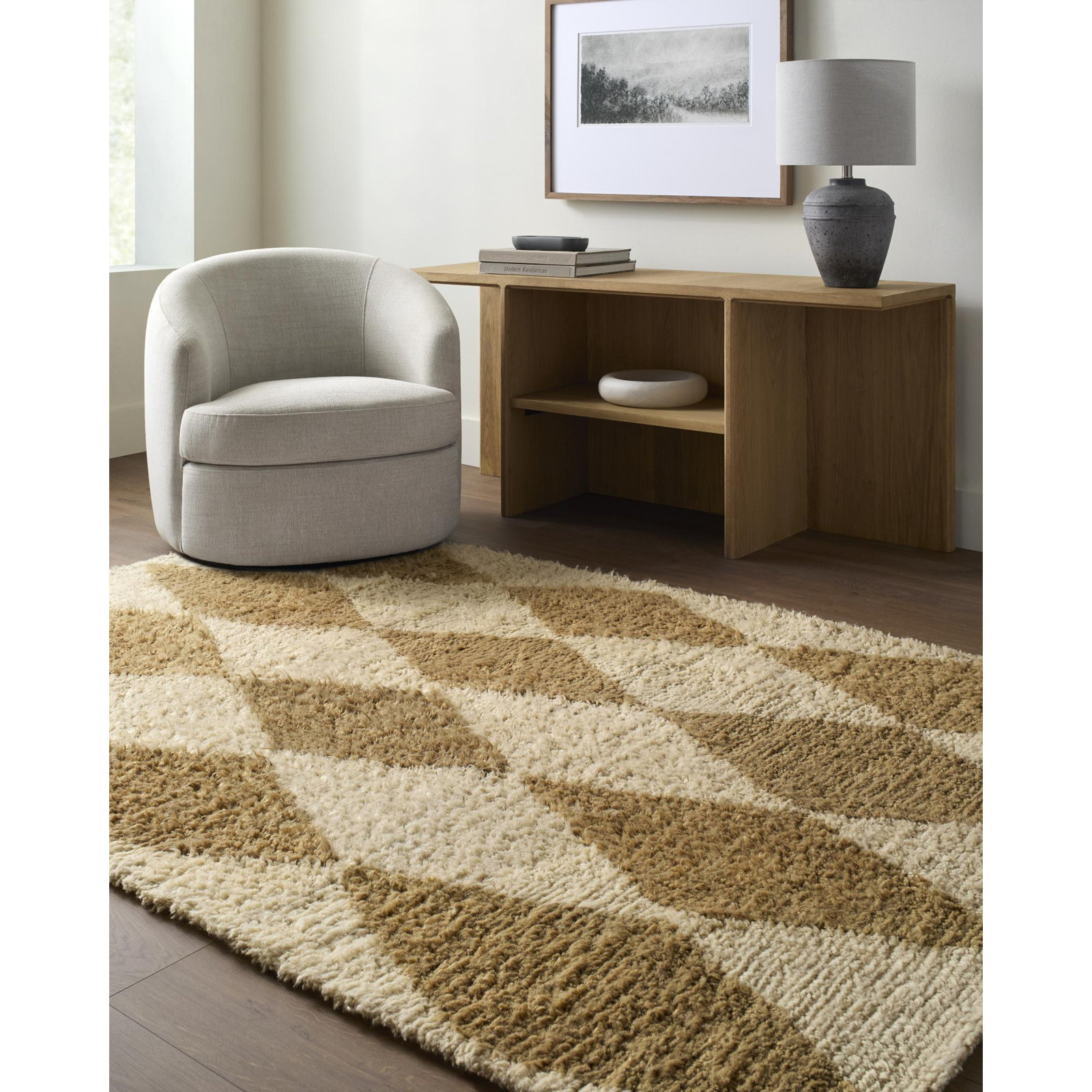 Anemone Hand-Tufted Diamond Shag Rug, Rectangle 8' x 10'