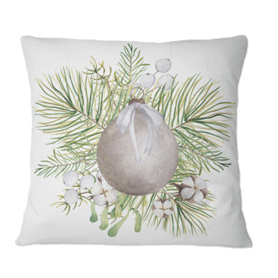 Bouquet de Noël floral avec coton, branches II - coussin décoratif traditionnel