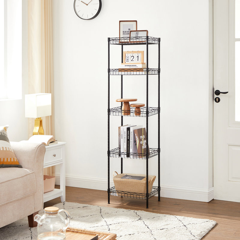 Amasya 40cm W Metal Height -Adjustable Shelving Unit, Black