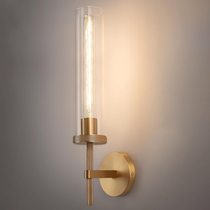 Wall Sconces Set Of 2, Vanity Light Fixtures With Clear Glass Tube, Modern Lamp Lighting For Bathroom, Bedroom, Living Room, Hallway, Staircase, Mirror, Kitchen