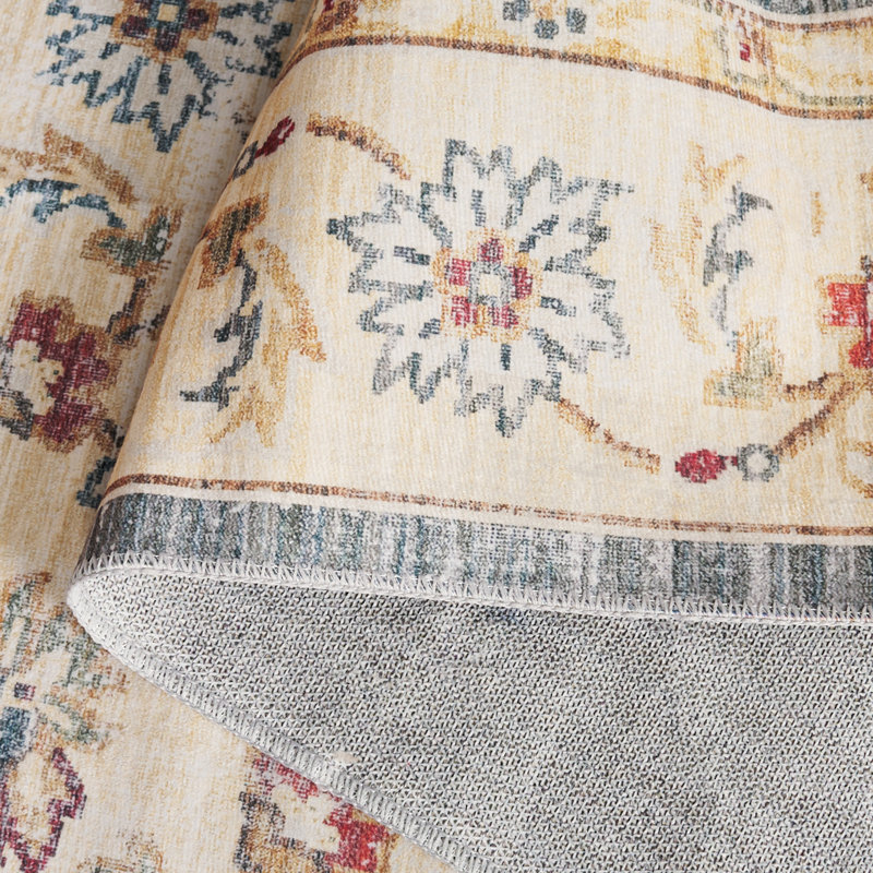 Arizona Jewel Machine Washable Non-Slip Area Rug In Grey & Beige, Square 122cm