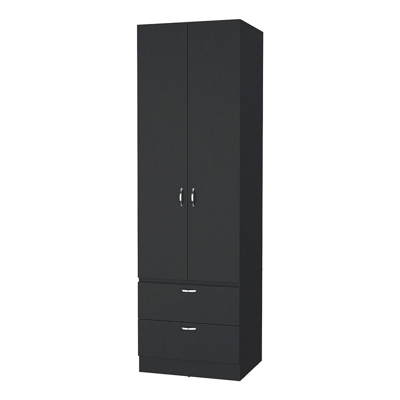 Garde-robe 2 tiroirs 2 portes, Noir