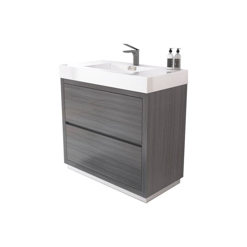 Royka 35.5" W Single Bathroom Vanity Set, Vulcan Ashgrey