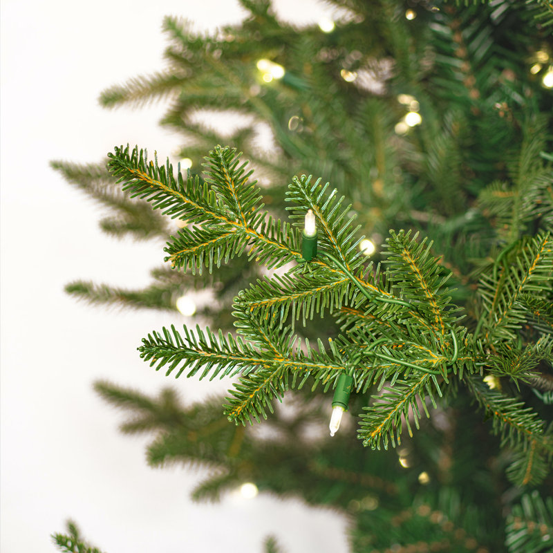 Artificial Fir Christmas Tree with Lights, Clear/White, 12'