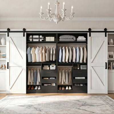 6-Drawer Shoe Cabinet With 72" Wide Closet & Dual Hanging Rods