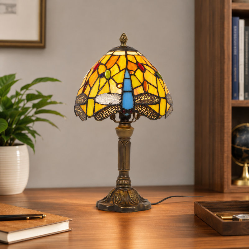 14" Tiffany Style Dragonfly Table Lamp (Bulb Include)