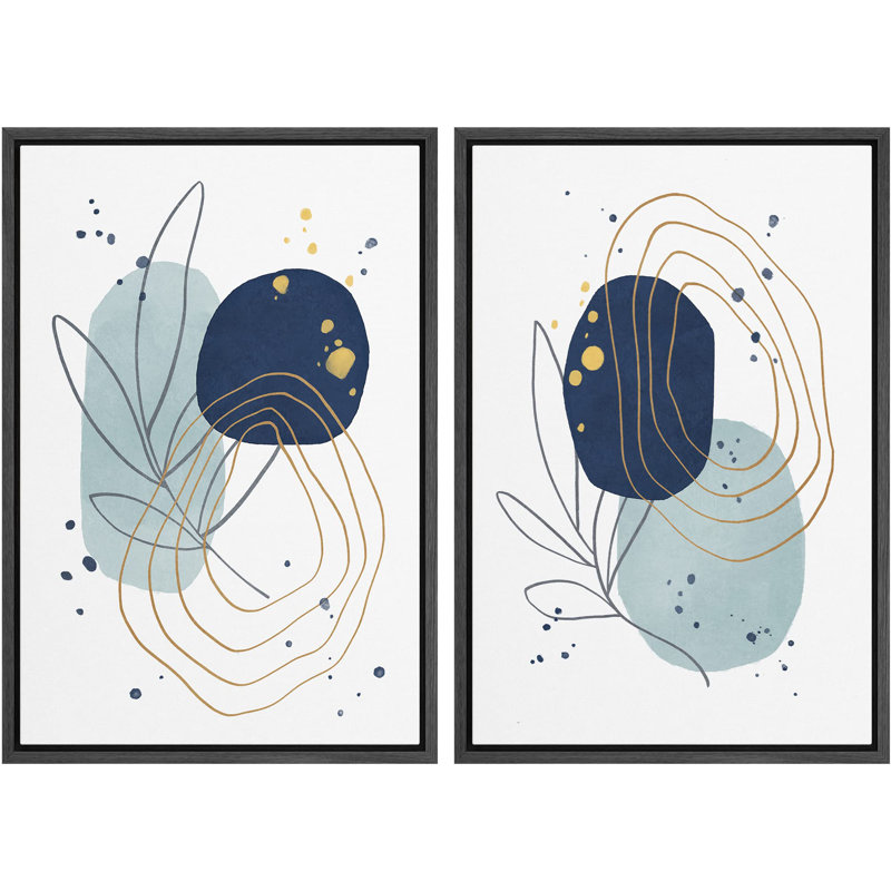 Multicolore, aquarelle bleue, pois et lignes, Noir, H 24 po x l 16 po