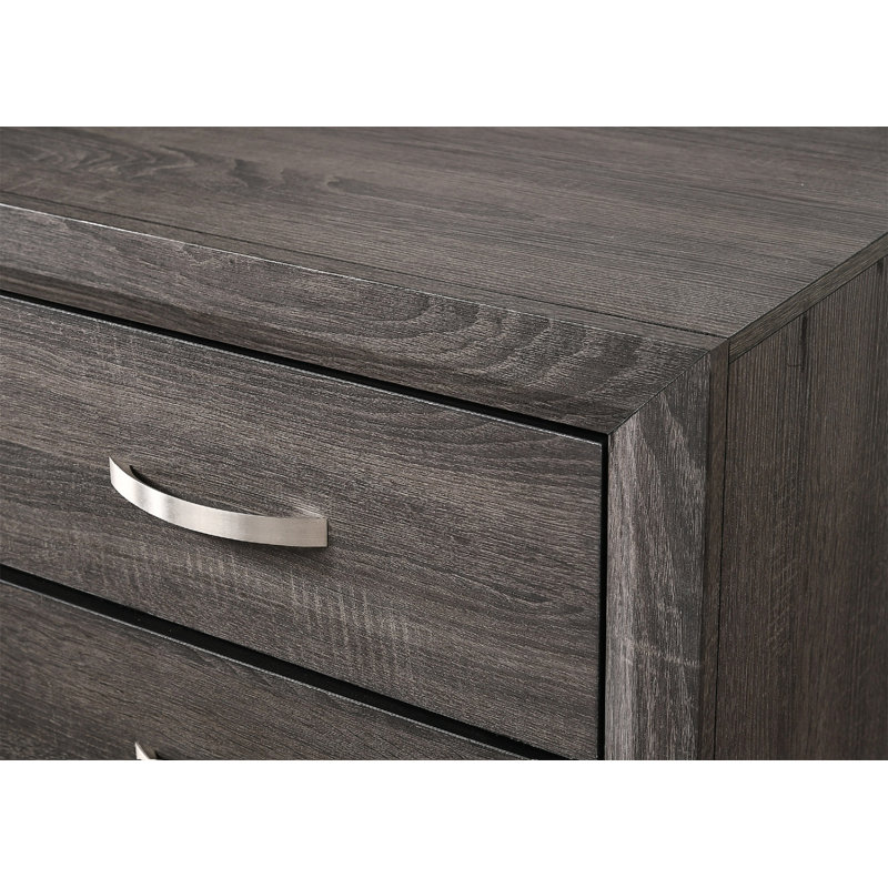 Mobilier de chambre à coucher contemporain en bois à finition grise avec commode 6 tiroirs 1Pc, Gris