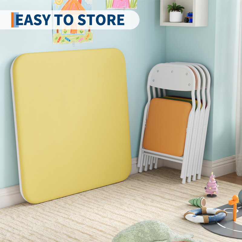 Kids and Chair Set, Yellow/Red/Orange/Green