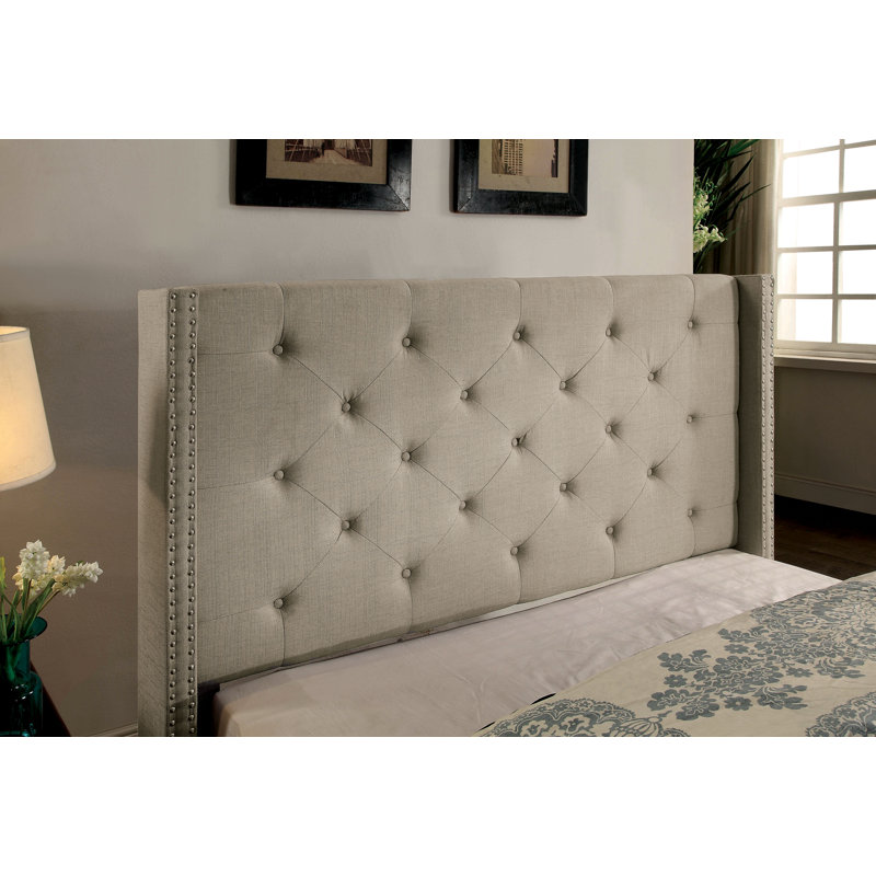 Cecilia Upholstered Wingback Bed, King, Gray
