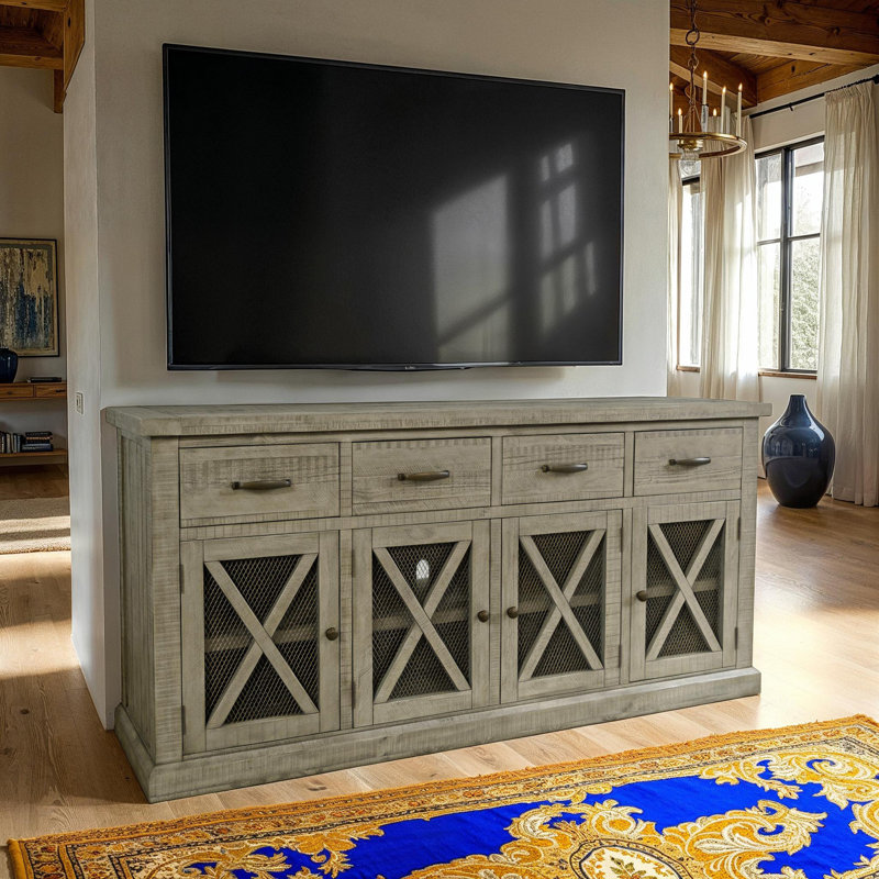 Honoka 70 " W Pine Solid Wood Sideboard, Driftwood Gray