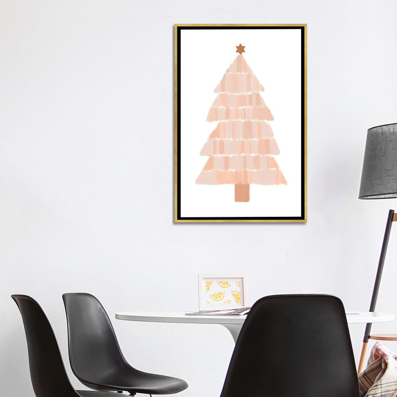 "Arbre de Noël" par Orara studio, reproduction d’art, Pas de tapis, H 40 po x l 26 po x P 1,5 po, Toile encadrée d'or