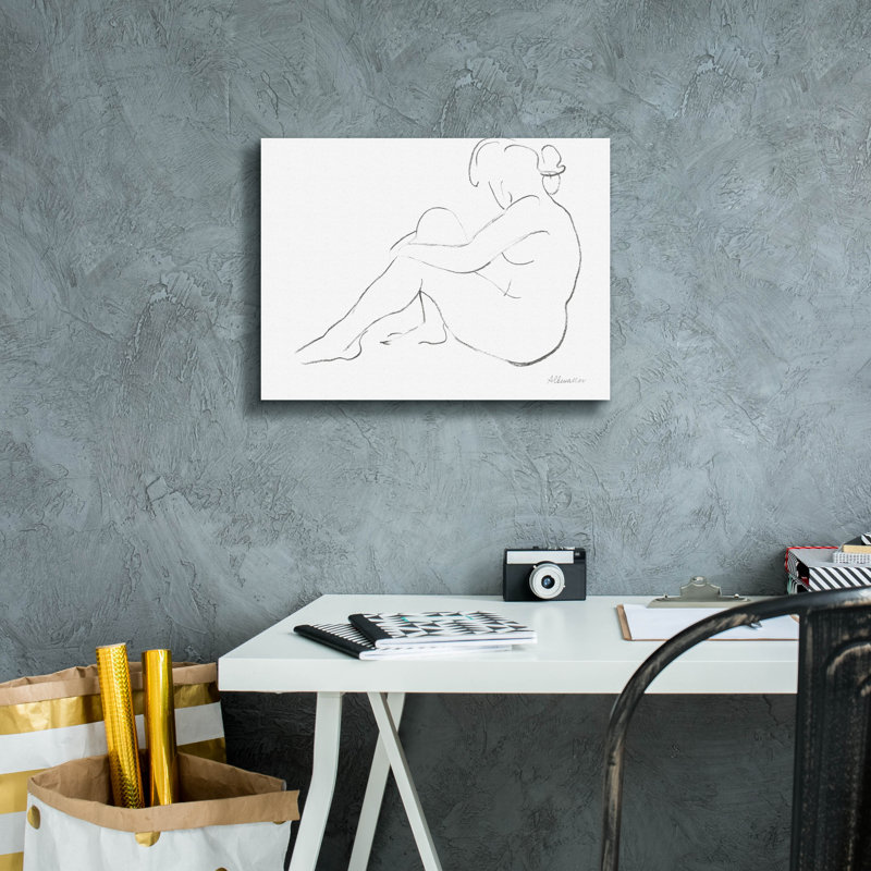 «Nude Sketch 4» par Albena Hristova, art mural sur toile, H 12 po x l 16 po x P 0,75 po