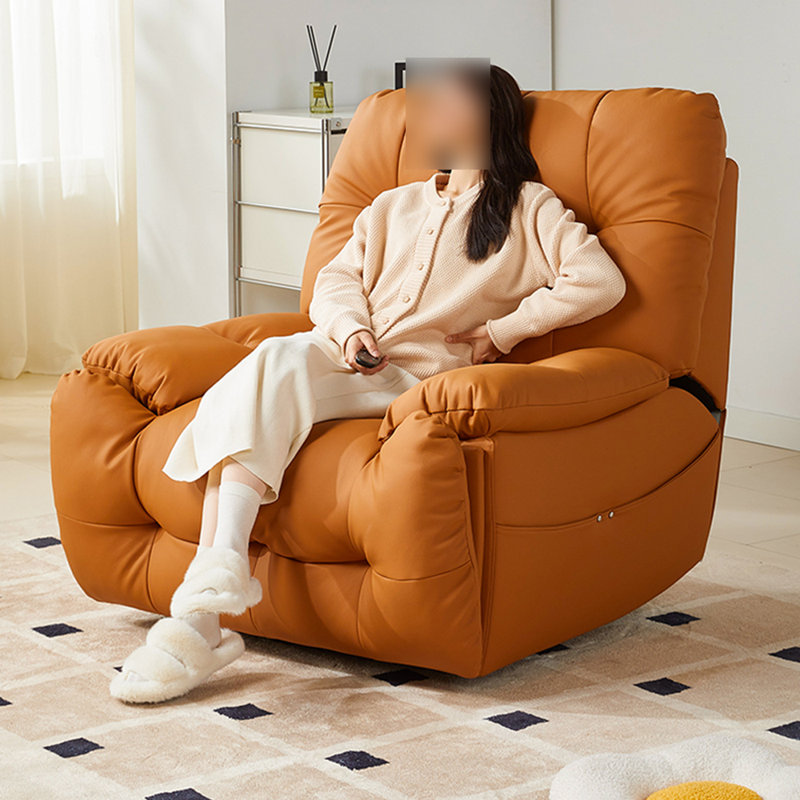 Comfortable adjustable recliner in solid wood, Orange