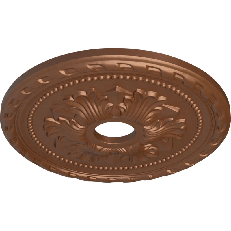 20 médaillons de plafond Palmetto de 20 7/8 po x 3 5/8 po x P 1 5/8 po (convient aux auvents de 5 po ou moins), Cuivre poli