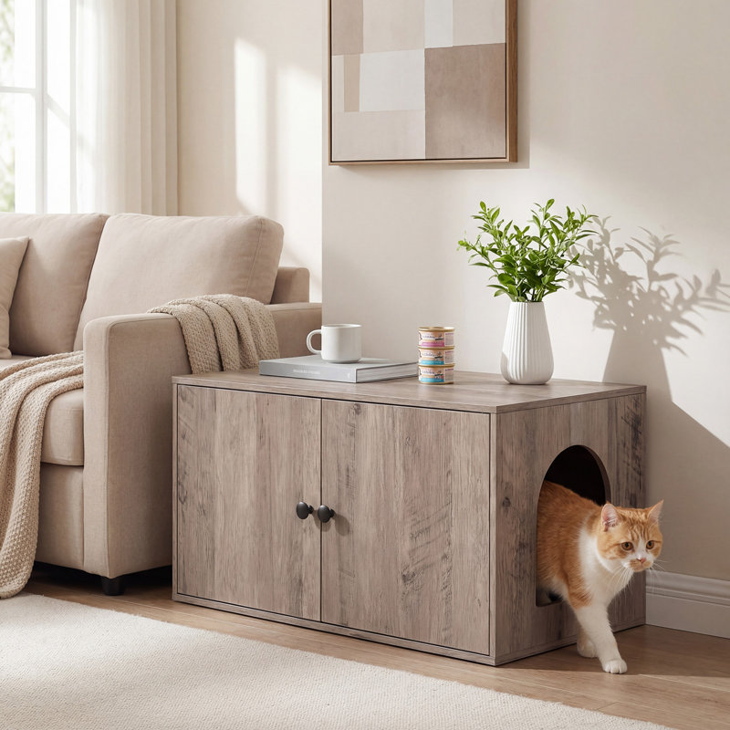 Enceinte de litière pour chat Furniture Meuble de litière caché, Beige