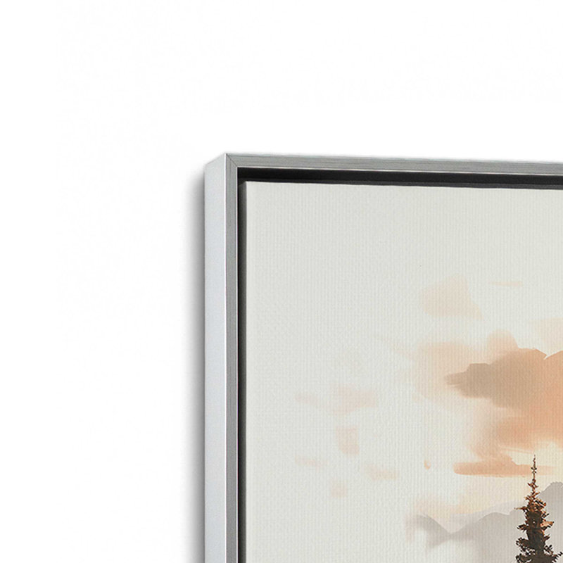 Toile roulée Winter's Quiet Refuge II , Cadre flottant en chrome poli, H 24,75 po x l 36,75 po x P 1,75 po