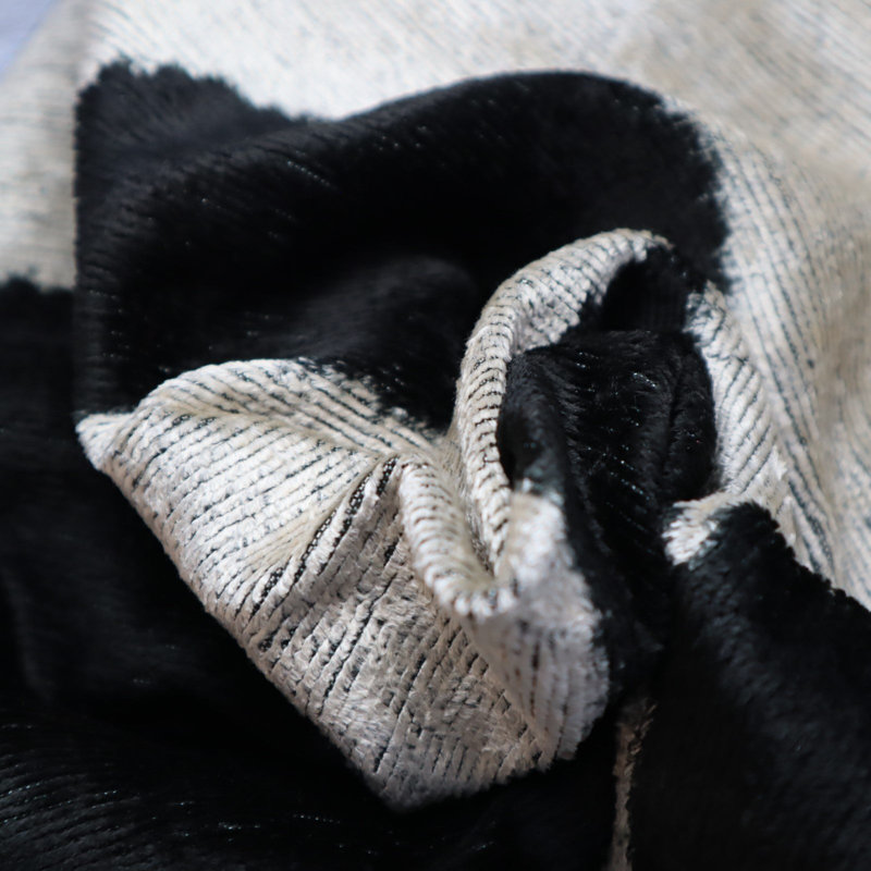 Geometric Velvet Throw Pillow, Black/White Geometric 2