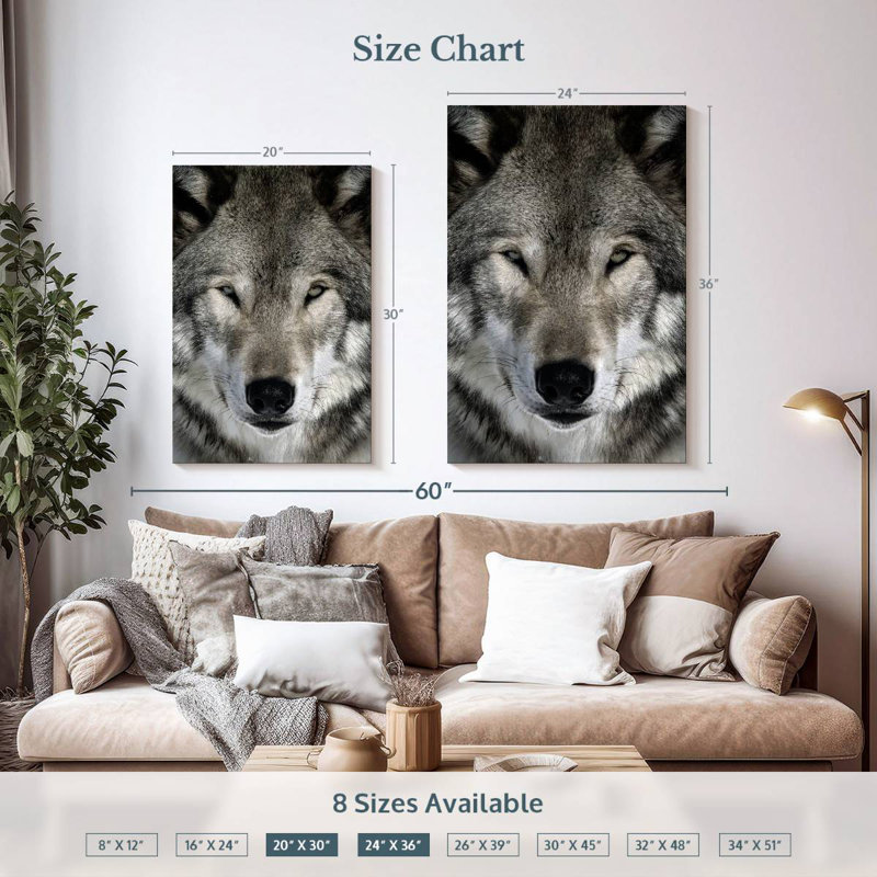 Brampt Gray Wolf Head, 36" H x 24" W