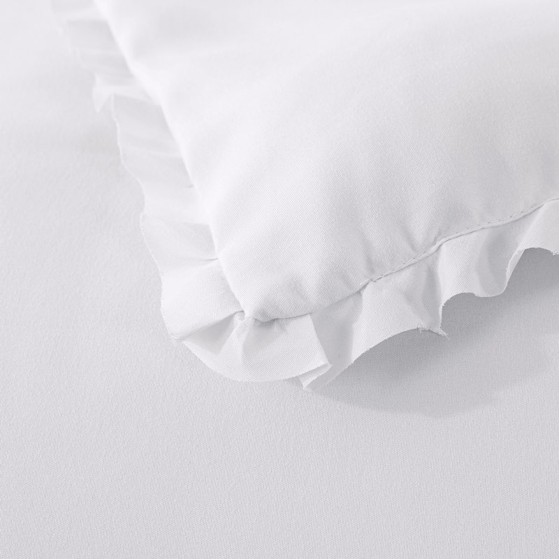 Ruffled Edge Microfiber Down Alternative Blanket, White, Twin