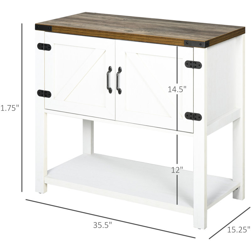 Armoire de vestibule blanche avec base surélevée, tablette inférieure buffet pour la cuisine à double porte de style salon