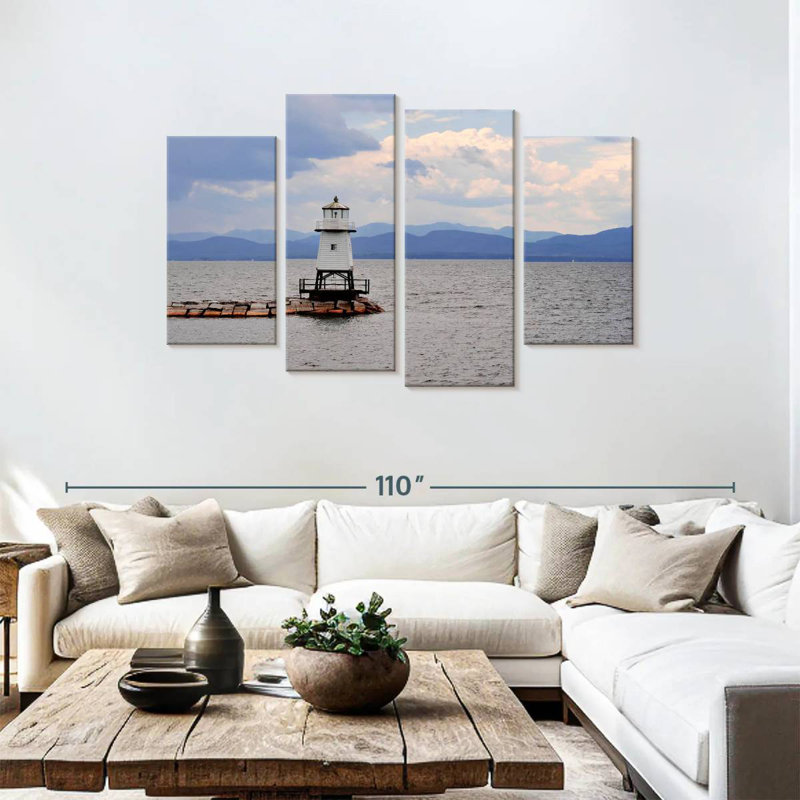 Phare d'Alvord dans le lac Champlain, H 48 po x l 75 po