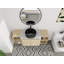 Meuble-lavabo double 54 po (pleine longueur) 54 po - 5 options de couleur de lavabo (motifs blanc / noir / marbre) + armoire en bois clair (type E)-1406020990