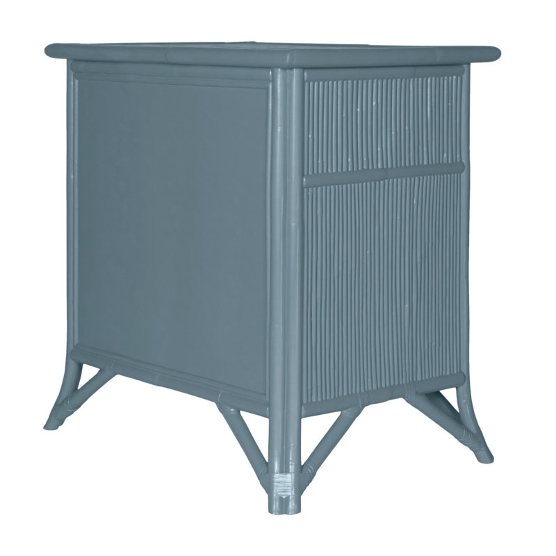 1 - Drawer Rattan Nightstand, Regatta Blue