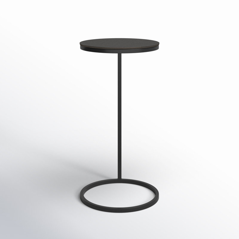 Addie Iron Base End Table, Antique Nickel Top/Black Base