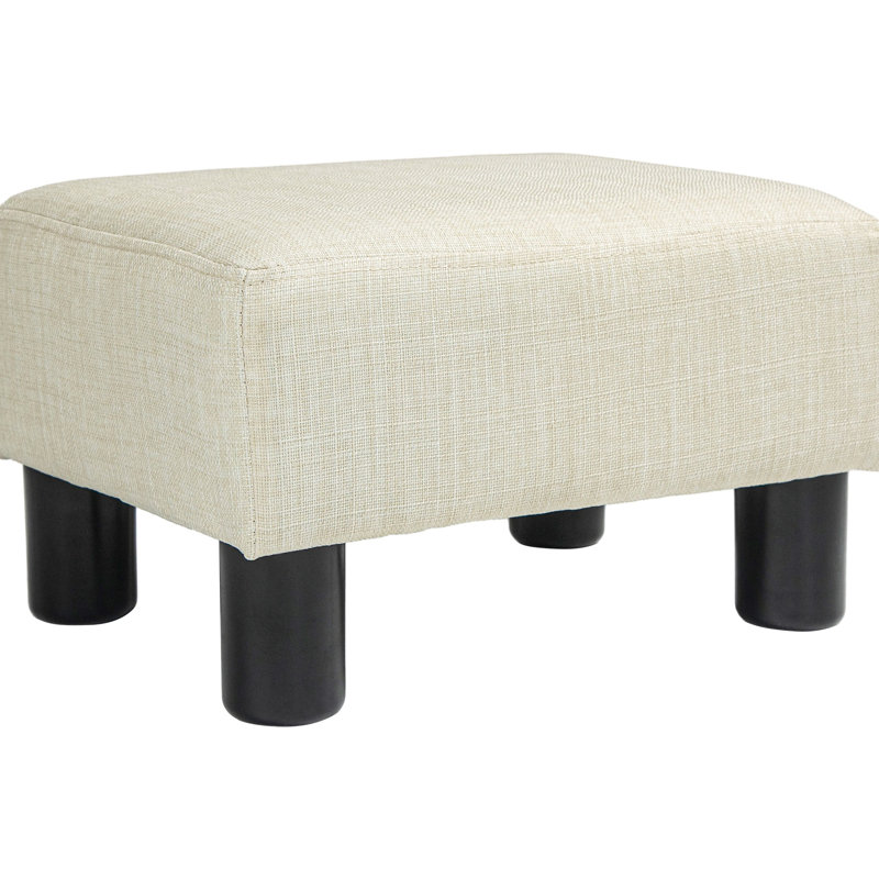 Petit tabouret de repose-pieds beige en lin