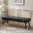 Mid - Century Modern Tufted Genuine Leather Bench with Solid Wood Legs-1811132827