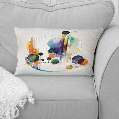 Coussin multicolore aquarelle géométrique I - imprimé géométrique abstrait