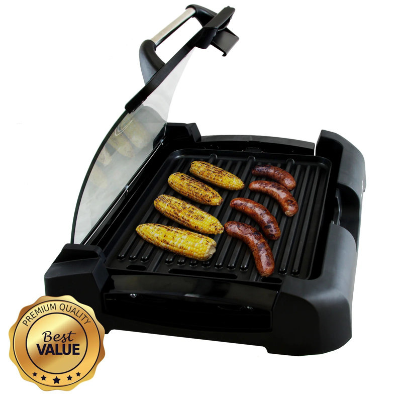 Megachef Reversible Indoor Grill And Griddle With Removable Glass Lid