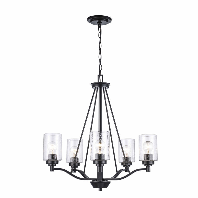Lustre 5 lumières à abat-jour Venicia, Noir