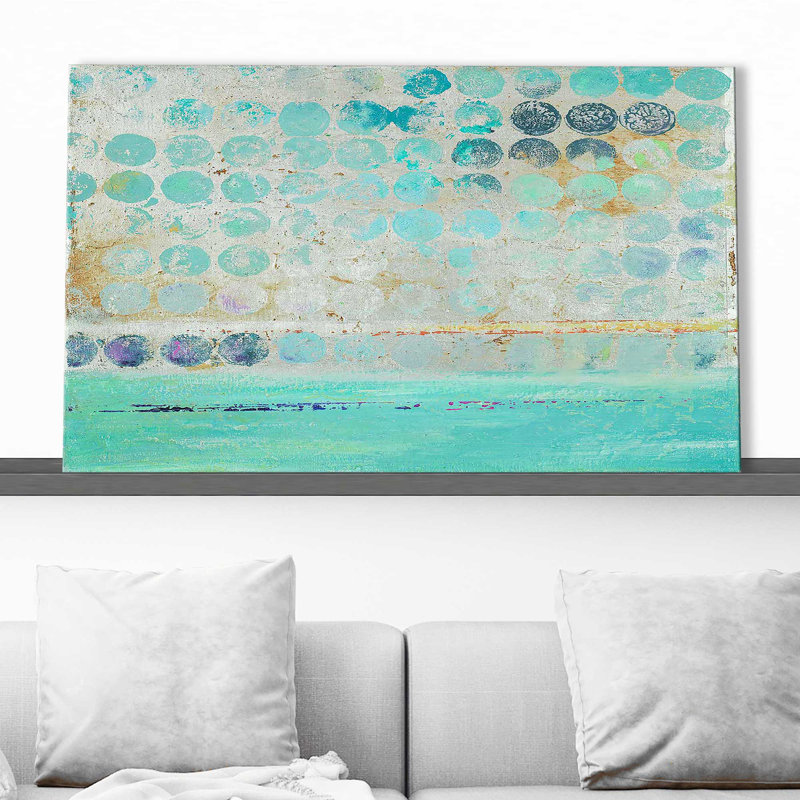 Dots On Silver par - Peinture, Toile tendue, H 28 po x l 48 po x P 1,5 po