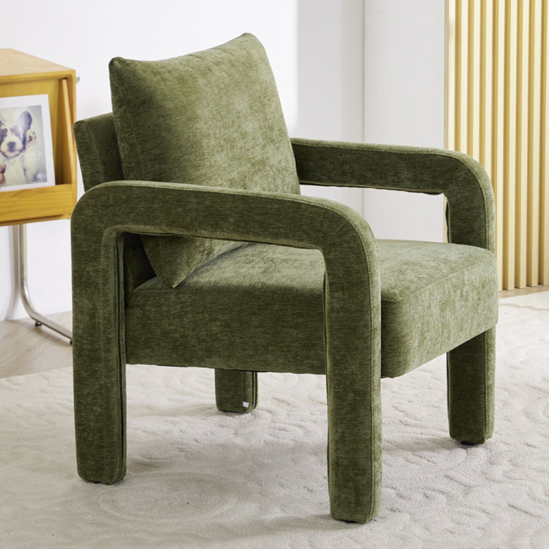 Upholstered Armchair, Green Chenille