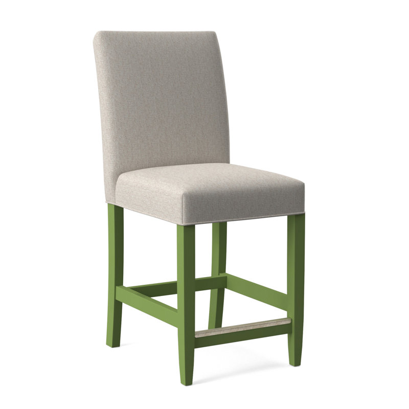 Manhattan Upholstered Stool with Solid Wood Frame, Snow Crypton Performance; 0884-91, Navy Finish
