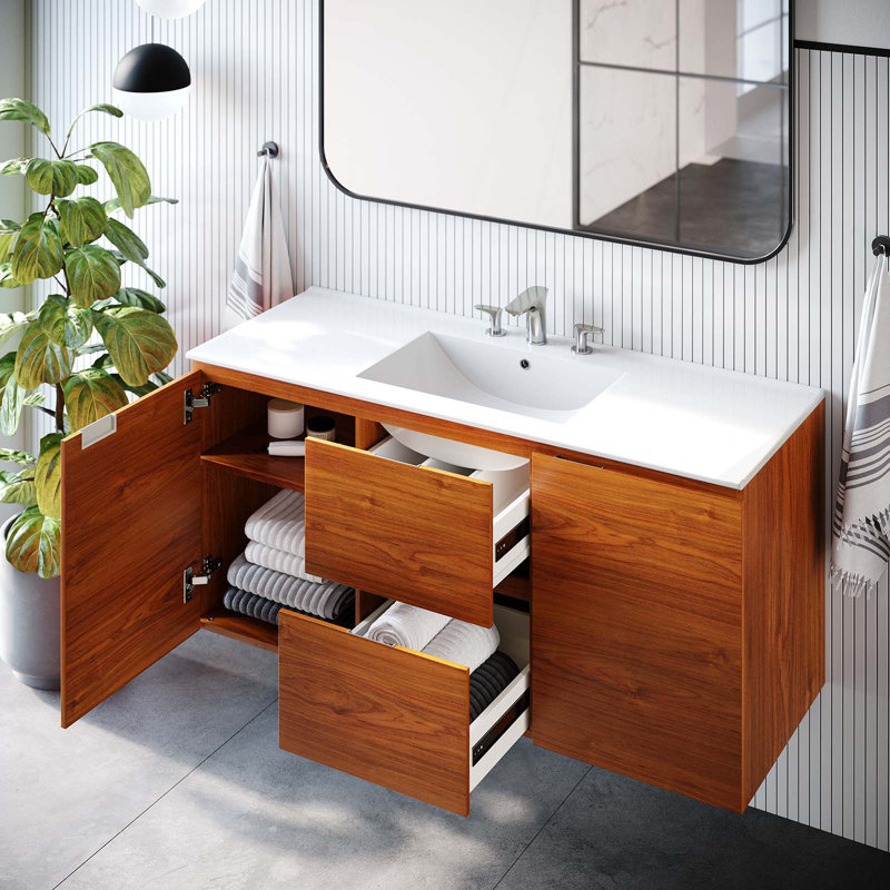 Meuble-lavabo mural 48 "Scenic par Modway, Blanc