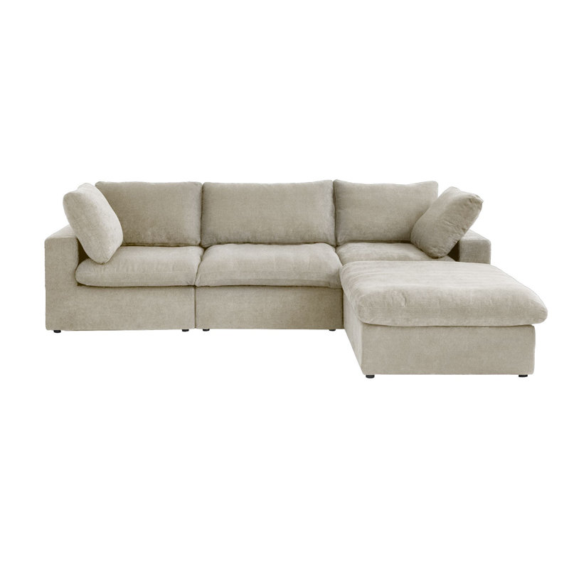 Kenda 4 - Piece Slipcovered Sectional, Khaki Linen Blend