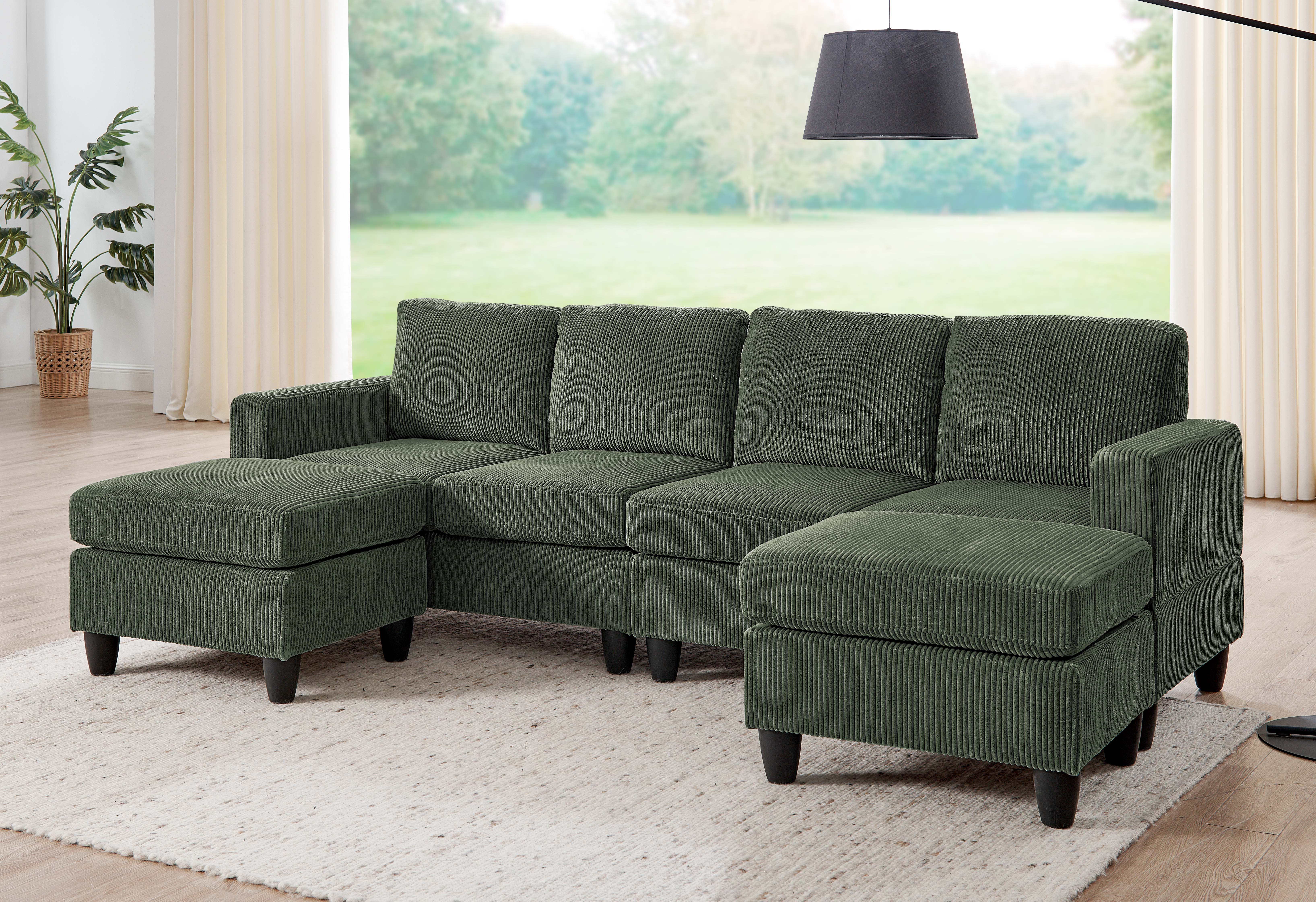 Latitude Run® Modular Corduroy Sectional Sofa with Ottoman | Wayfair