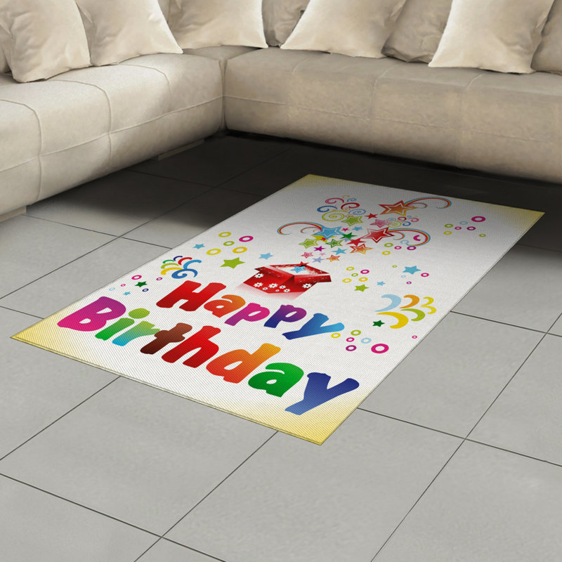 Birthday High Density Long Fiber Poly Threads Decorative Area Rug Carpet, Rectangle 4' x 5'8"