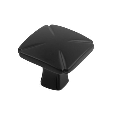 Bridges Collection Square Knob - 1-3/16" x 1-3/16 " Cabinet Knob Matte Black - Transitional, Deco Hardware for Drawers & Cabinets
