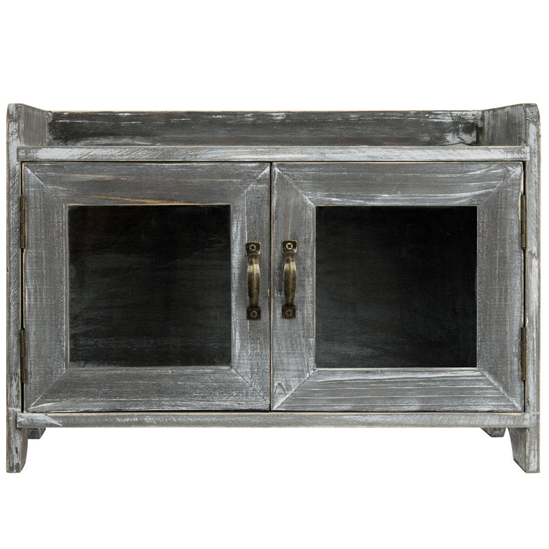 Solid Wood Rectangle Accent Cabinet, Grey